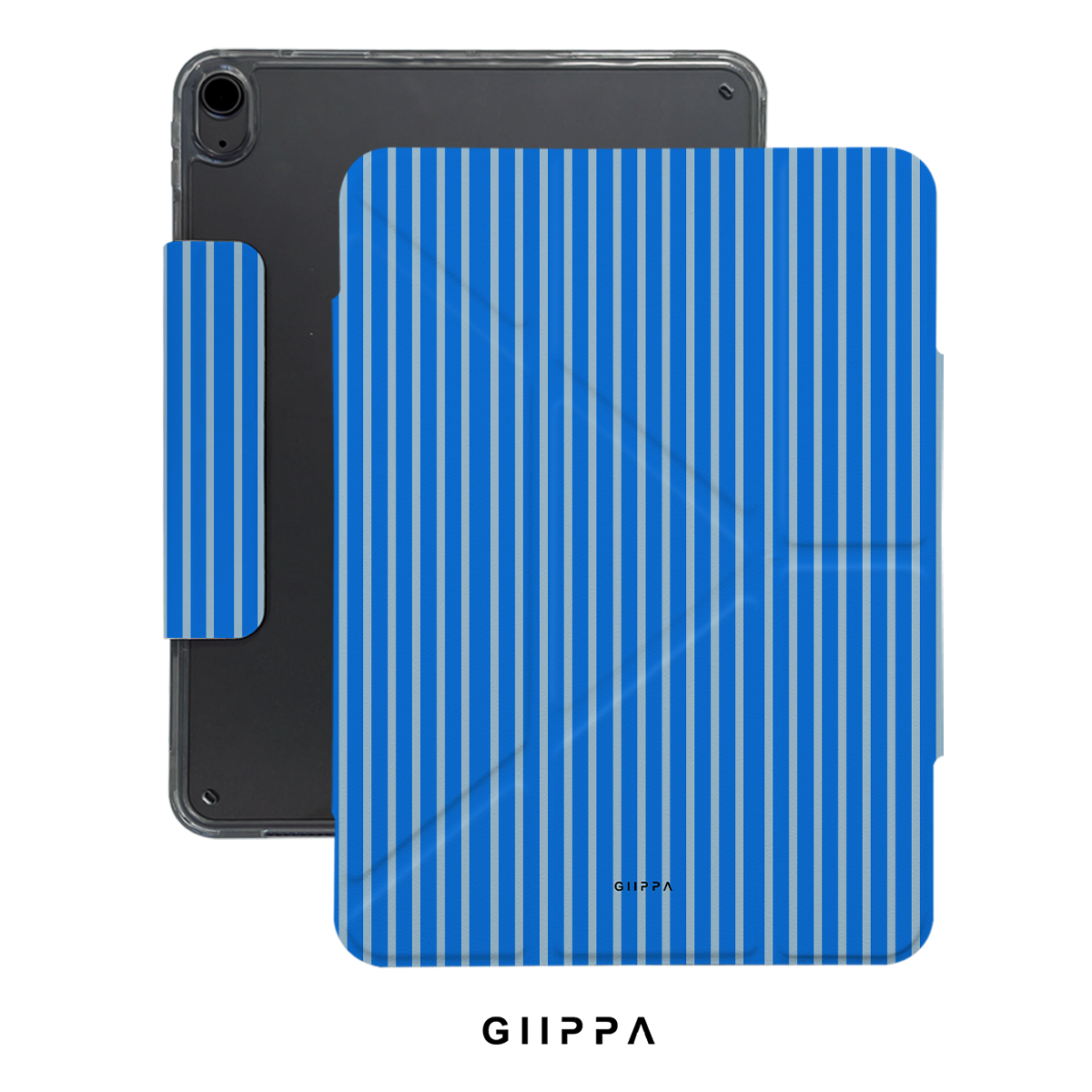 GIIPPA YARA FOLD Detachable Magnetic iPad Case Patterned Moments Latte Hug Dual Bright Sky Light Blue Thin Vertical Stripe Dual Pull Buckle Split Magnetic Fresh Casual Student Protective Shell For All iPad Sizes