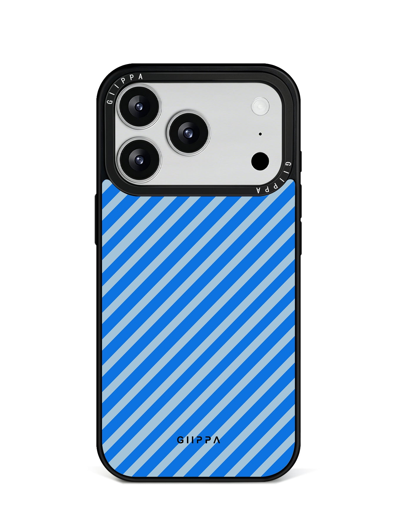 GIIPPA Matte Klein Blue Light Blue Thin Diagonal Stripes Shockproof Phone Case For iPhone 11/11 Pro/11 Pro Max/12 Pro Max/13 Pro/13 Pro Max/14 Plus/14 Pro/14 Pro Max/15/15 Plus/15 Pro/15 Pro Max/16/16 Plus/16 Pro/16 Pro Max/16E/17/17 Air/17 Pro/17 Pro Max
