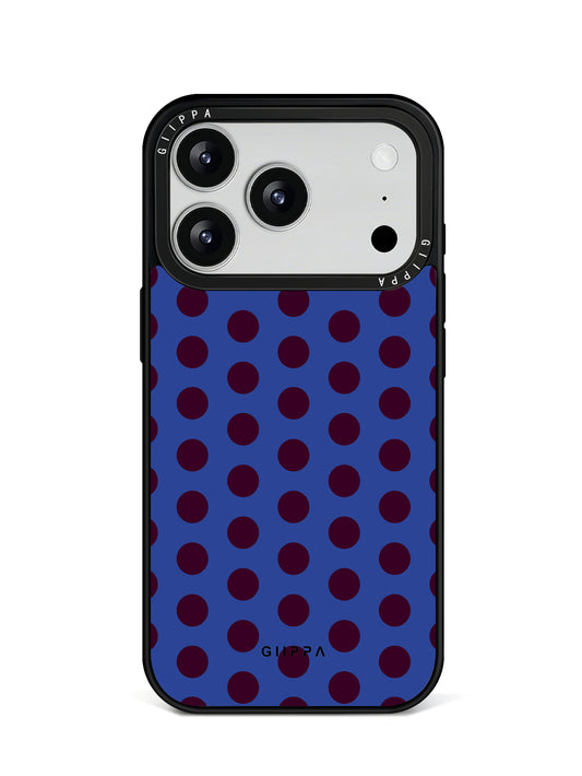 GIIPPA Matte Klein Blue Burgundy Big Polka Dot Shockproof Phone Case For iPhone 11/11 Pro/11 Pro Max/12 Pro Max/13 Pro/13 Pro Max/14 Plus/14 Pro/14 Pro Max/15/15 Plus/15 Pro/15 Pro Max/16/16 Plus/16 Pro/16 Pro Max/16E/17/17 Air/17 Pro/17 Pro Max