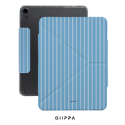 GIIPPA YARA FOLD Detachable Magnetic iPad Case Patterned Moments Mocha Soul Ash Grey Rich Mocha Coffee Brown Thick Vertical Stripe Dual Pull Buckle Split Magnetic Retro Coffee Shop Protective Shell For All iPad Sizes