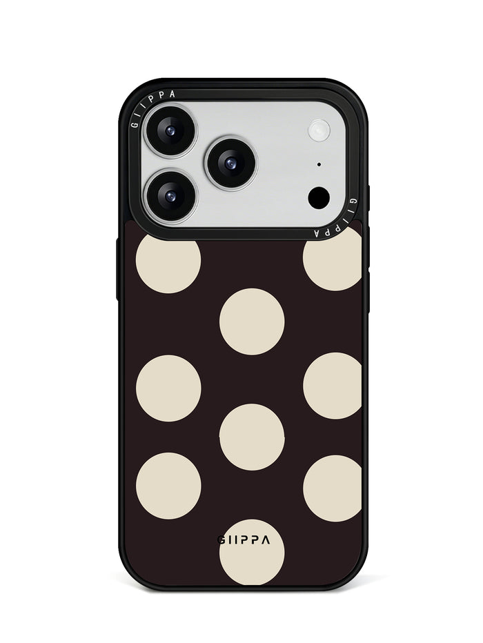 GIIPPA Matte Black Base Cream Big Polka Dot Shockproof Phone Case For iPhone 11/11 Pro/11 Pro Max/12 Pro Max/13 Pro/13 Pro Max/14 Plus/14 Pro/14 Pro Max/15/15 Plus/15 Pro/15 Pro Max/16/16 Plus/16 Pro/16 Pro Max/16E/17/17 Air/17 Pro/17 Pro Max