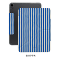GIIPPA YARA FOLD Detachable Magnetic iPad Case Patterned Moments Coastal Breeze Retro Nautical White Royal Blue Thick Vertical Stripe Dual Buckle Split Magnetic Summer Protective Cover For All iPad Mini Air Pro