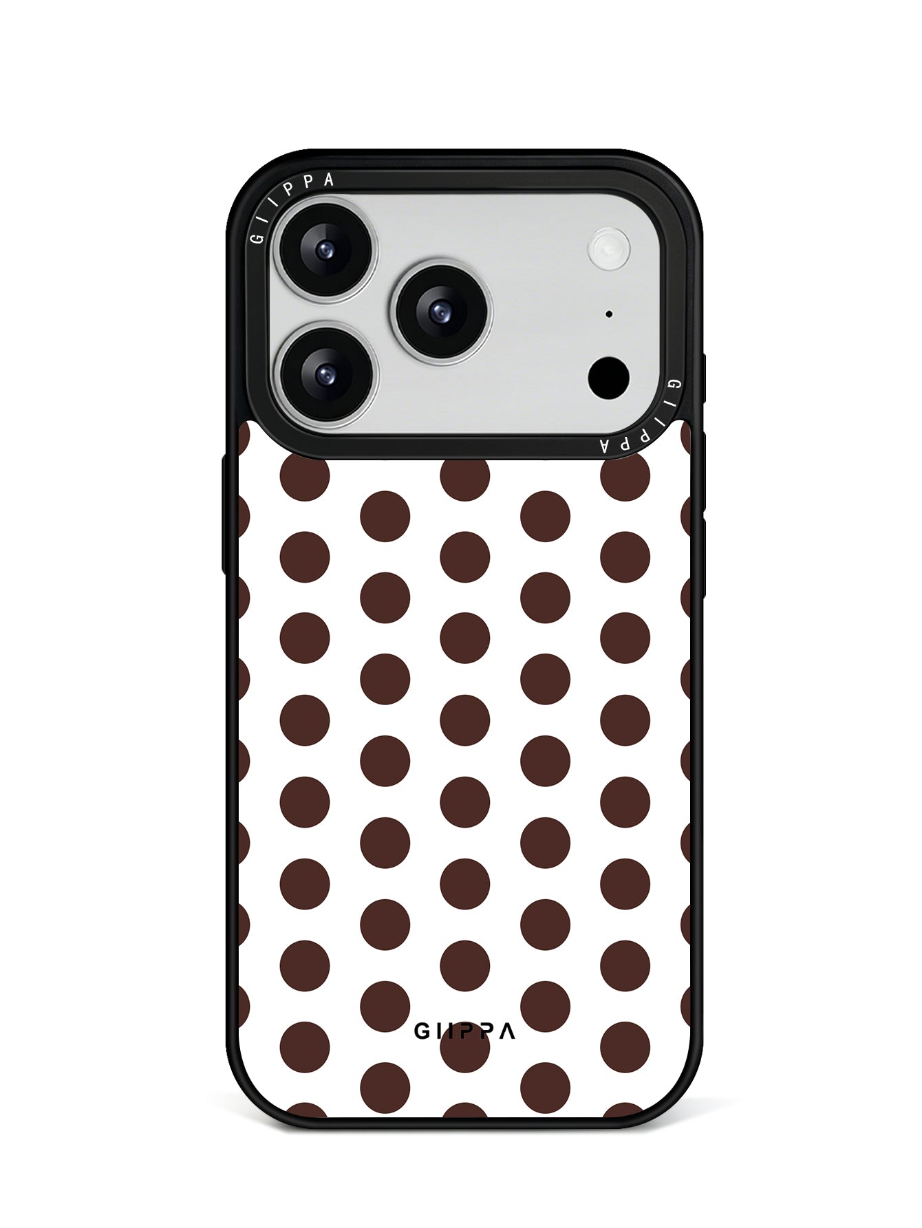 GIIPPA Matte White Chocolate Big Polka Dot Shockproof Phone Case For iPhone 11/11 Pro/11 Pro Max/12 Pro Max/13 Pro/13 Pro Max/14 Plus/14 Pro/14 Pro Max/15/15 Plus/15 Pro/15 Pro Max/16/16 Plus/16 Pro/16 Pro Max/16E/17/17 Air/17 Pro/17 Pro Max