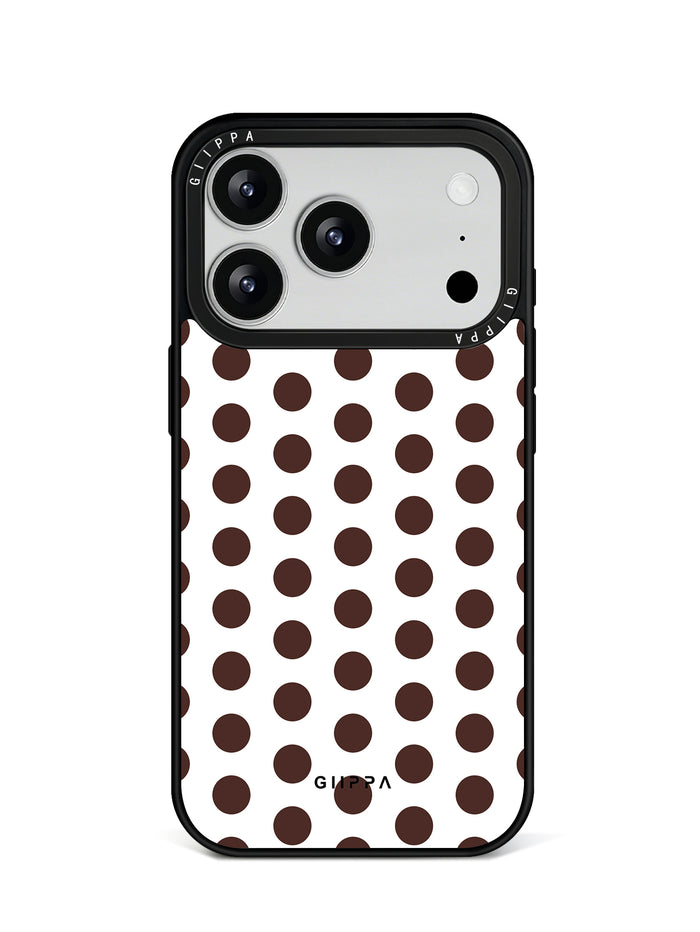 GIIPPA Matte White Chocolate Big Polka Dot Shockproof Phone Case For iPhone 11/11 Pro/11 Pro Max/12 Pro Max/13 Pro/13 Pro Max/14 Plus/14 Pro/14 Pro Max/15/15 Plus/15 Pro/15 Pro Max/16/16 Plus/16 Pro/16 Pro Max/16E/17/17 Air/17 Pro/17 Pro Max