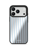 GIIPPA Patterned Moments Midnight Whisper Pale Light Blue Thin Vertical Stripe Mirror TPU Shockproof Phone Case Large Lens Frame Cover For iPhone Full Series