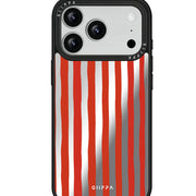 GIIPPA Patterned Moments Midnight Whisper Red Irregular Thick Vertical Stripe Mirror TPU Shockproof Phone Case Big Camera Frame For All iPhone 11–17 Series 16E 17 Air