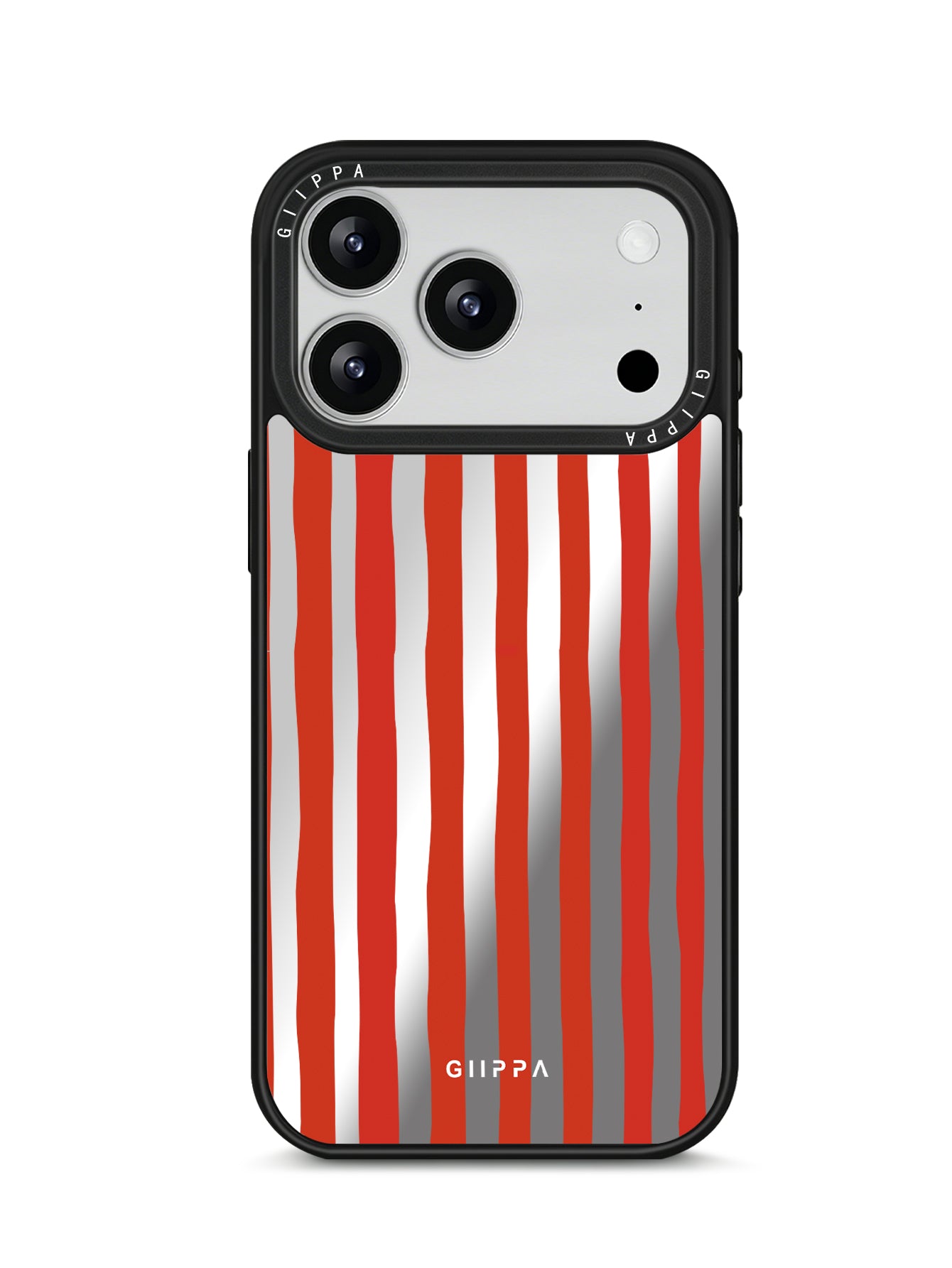GIIPPA Patterned Moments Midnight Whisper Red Irregular Thick Vertical Stripe Mirror TPU Shockproof Phone Case Big Camera Frame For All iPhone 11–17 Series 16E 17 Air