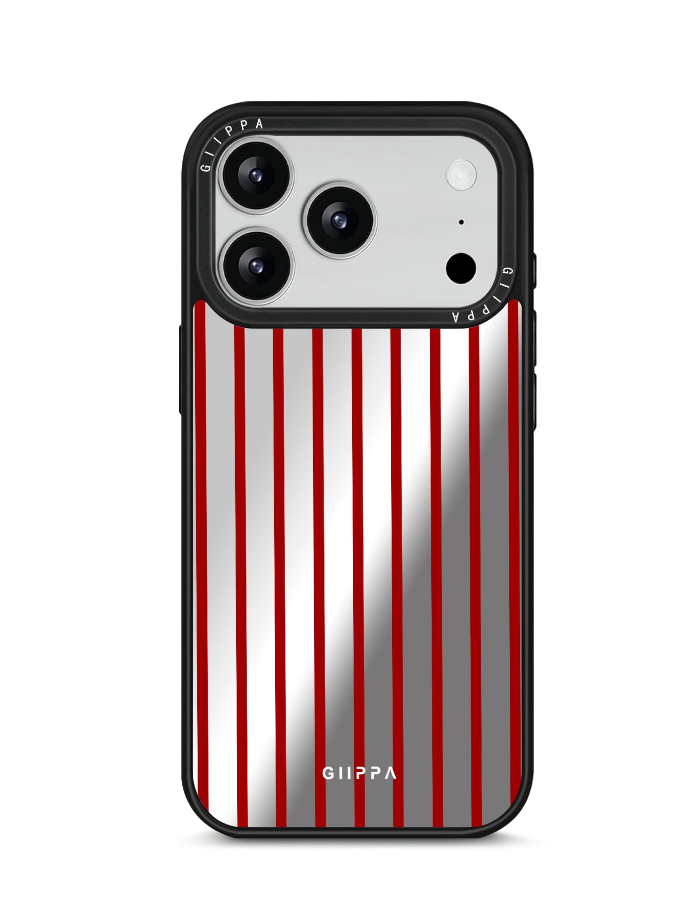 GIIPPA Patterned Moments Midnight Whisper Minimalist Thin Red Vertical Line Mirror TPU Shockproof Phone Case Large Camera Frame For iPhone 11–17 All Models