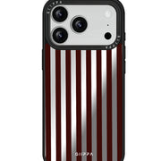 GIIPPA Patterned Moments Midnight Whisper Burgundy Red Wide Vertical Stripe Mirror TPU Shockproof Phone Case Large Lens Frame Cover For iPhone Full Series