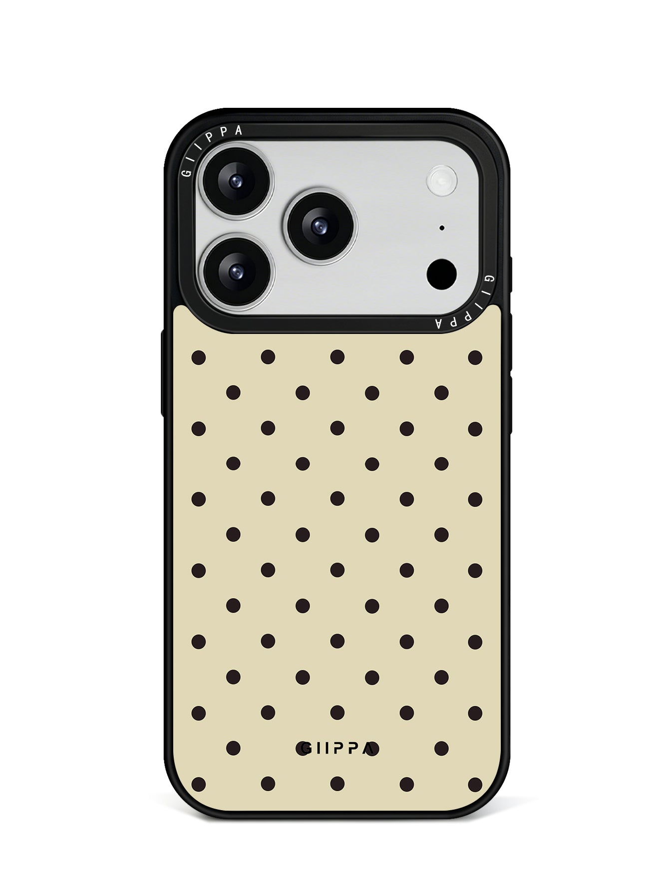 GIIPPA Matte Cream Beige Dark Brown Small Polka Dot Shockproof Phone Case For iPhone 11/11 Pro/11 Pro Max/12 Pro Max/13 Pro/13 Pro Max/14 Plus/14 Pro/14 Pro Max/15/15 Plus/15 Pro/15 Pro Max/16/16 Plus/16 Pro/16 Pro Max/16E/17/17 Air/17 Pro/17 Pro Max