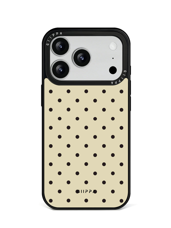 GIIPPA Matte Cream Beige Dark Brown Small Polka Dot Shockproof Phone Case For iPhone 11/11 Pro/11 Pro Max/12 Pro Max/13 Pro/13 Pro Max/14 Plus/14 Pro/14 Pro Max/15/15 Plus/15 Pro/15 Pro Max/16/16 Plus/16 Pro/16 Pro Max/16E/17/17 Air/17 Pro/17 Pro Max