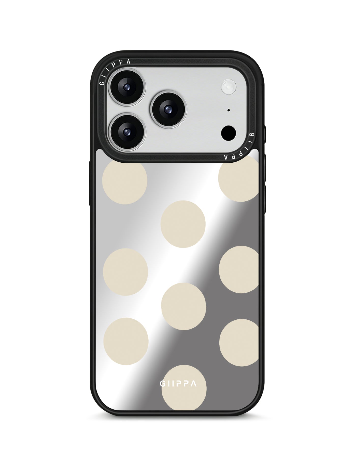 GIIPPA Patterned Moments Midnight Whisper Minimal Cream Beige Large Polka Dot Mirror TPU Shockproof Phone Case Big Lens Cover For iPhone 11–17 All Models