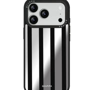 GIIPPA Patterned Moments Midnight Whisper Wide Black Vertical Stripe Mirror TPU Phone Case Anti-Drop Big Camera Frame Cover For All iPhone 11 To 17 Series