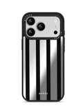 GIIPPA Patterned Moments Midnight Whisper Wide Black Vertical Stripe Mirror TPU Phone Case Anti-Drop Big Camera Frame Cover For All iPhone 11 To 17 Series