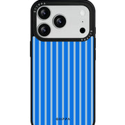GIIPPA Trendy Matte Two-Tone Blue Thin Vertical Striped Protective Case For iPhone 11 12 13 14 15 16 17 Series Pro Max Plus 16E Air