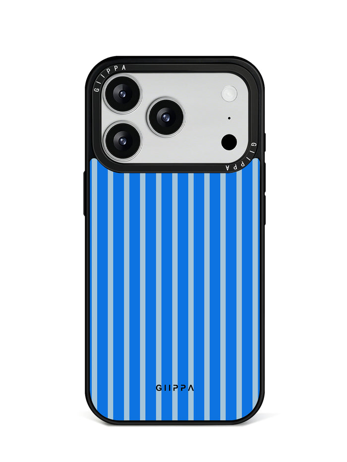 GIIPPA Trendy Matte Two-Tone Blue Thin Vertical Striped Protective Case For iPhone 11 12 13 14 15 16 17 Series Pro Max Plus 16E Air