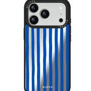 GIIPPA Patterned Moments Midnight Whisper Bright Blue Wide Vertical Stripe Mirror TPU Shockproof Phone Case Large Lens Frame Cover For iPhone Full Series