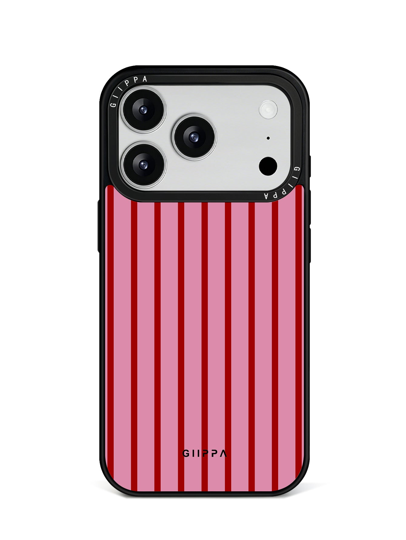 GIIPPA Matte Pink Burgundy Thin Vertical Stripes Shockproof Phone Case For iPhone 11/11 Pro/11 Pro Max/12 Pro Max/13 Pro/13 Pro Max/14 Plus/14 Pro/14 Pro Max/15/15 Plus/15 Pro/15 Pro Max/16/16 Plus/16 Pro/16 Pro Max/16E/17/17 Air/17 Pro/17 Pro Max