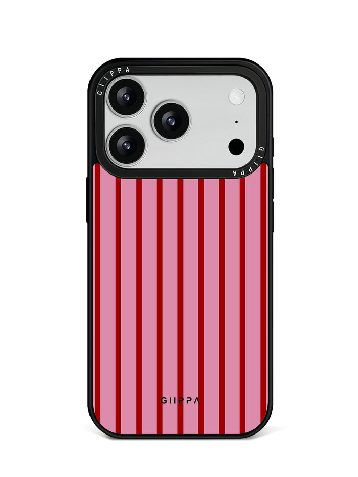 GIIPPA Matte Pink Burgundy Thin Vertical Stripes Shockproof Phone Case For iPhone 11/11 Pro/11 Pro Max/12 Pro Max/13 Pro/13 Pro Max/14 Plus/14 Pro/14 Pro Max/15/15 Plus/15 Pro/15 Pro Max/16/16 Plus/16 Pro/16 Pro Max/16E/17/17 Air/17 Pro/17 Pro Max