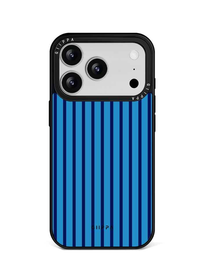 GIIPPA Matte Klein Blue Navy Thin Vertical Stripes Shockproof Phone Case For iPhone 11/11 Pro/11 Pro Max/12 Pro Max/13 Pro/13 Pro Max/14 Plus/14 Pro/14 Pro Max/15/15 Plus/15 Pro/15 Pro Max/16/16 Plus/16 Pro/16 Pro Max/16E/17/17 Air/17 Pro/17 Pro Max