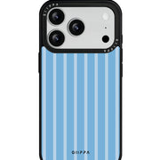 GIIPPA Minimalist Matte Monochrome Light Blue Vertical Striped Protective Case For iPhone 11 12 13 14 15 16 17 Series Pro Max Plus 16E Air