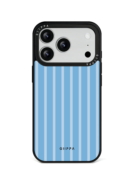 GIIPPA Minimalist Matte Monochrome Light Blue Vertical Striped Protective Case For iPhone 11 12 13 14 15 16 17 Series Pro Max Plus 16E Air
