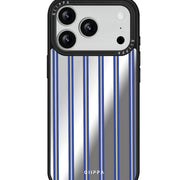 GIIPPA Patterned Moments Midnight Whisper Blue Beige Double Thin Vertical Stripe Mirror TPU Shockproof Phone Case Large Lens Protective Shell For iPhone Full Series