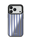 GIIPPA Patterned Moments Midnight Whisper Blue Beige Double Thin Vertical Stripe Mirror TPU Shockproof Phone Case Large Lens Protective Shell For iPhone Full Series