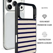 GIIPPA Matte Navy Cream Wavy Horizontal Stripes Shockproof Phone Case For iPhone 11/11 Pro/11 Pro Max/12 Pro Max/13 Pro/13 Pro Max/14 Plus/14 Pro/14 Pro Max/15/15 Plus/15 Pro/15 Pro Max/16/16 Plus/16 Pro/16 Pro Max/16E/17/17 Air/17 Pro/17 Pro Max