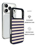 GIIPPA Matte Navy Cream Wavy Horizontal Stripes Shockproof Phone Case For iPhone 11/11 Pro/11 Pro Max/12 Pro Max/13 Pro/13 Pro Max/14 Plus/14 Pro/14 Pro Max/15/15 Plus/15 Pro/15 Pro Max/16/16 Plus/16 Pro/16 Pro Max/16E/17/17 Air/17 Pro/17 Pro Max