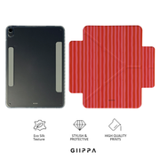 GIIPPA YARA FOLD Detachable Magnetic iPad Case Patterned Moments Wine Tender Romantic Blush Red Vertical Stripe Dual Pull Buckle Split Protective Cover For All iPad Sizes