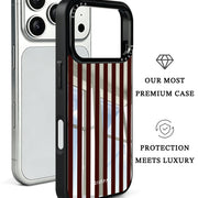 GIIPPA Patterned Moments Midnight Whisper Burgundy Red Wide Vertical Stripe Mirror TPU Shockproof Phone Case Large Lens Frame Cover For iPhone Full Series