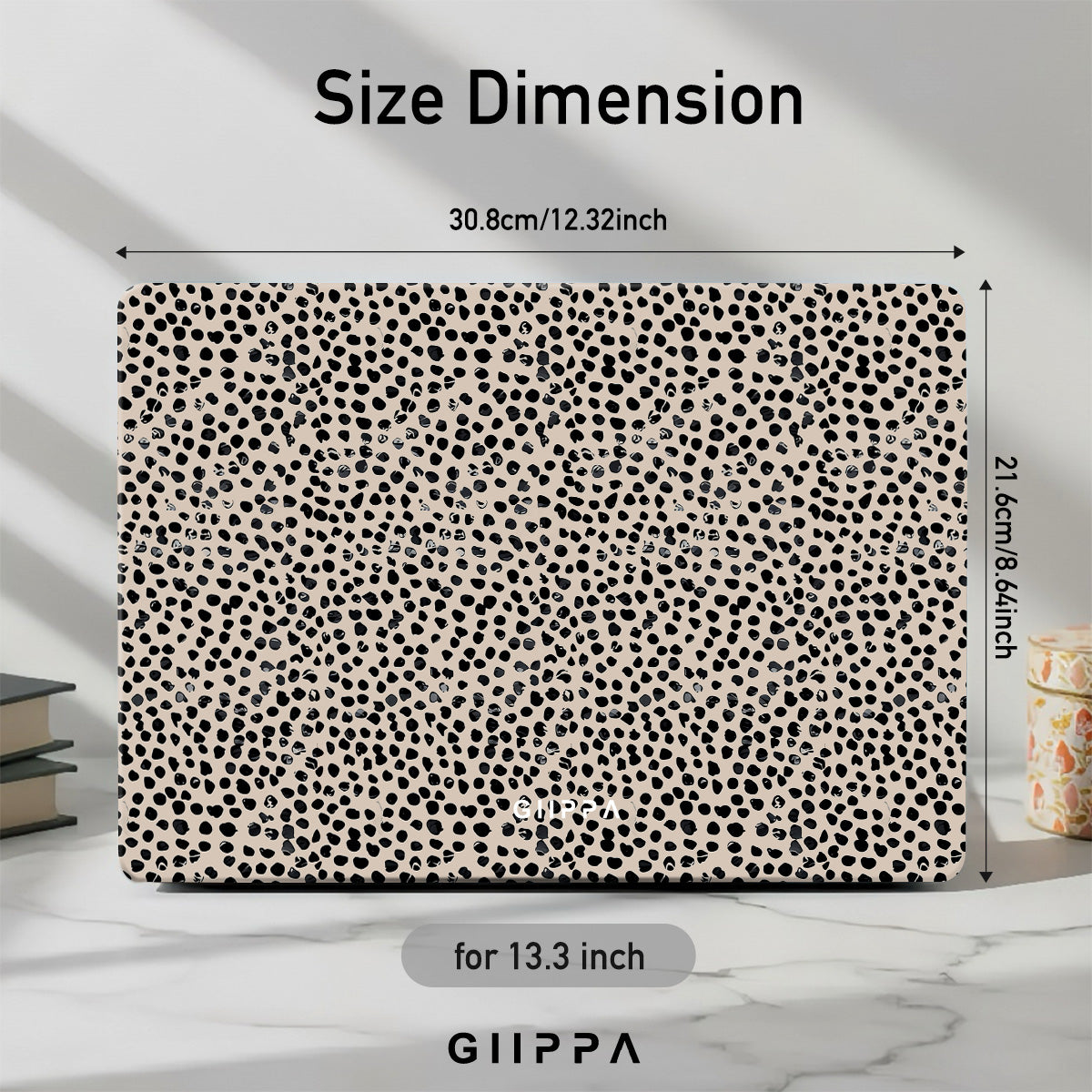 GIIPPA Beige & Black Dalmatian Spotted Laptop Case | Protective Cover Compatible with MacBook Air/Pro 13/14/15/16 Inch (2016-2026 Models)