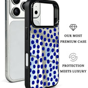 GIIPPA Patterned Moments Midnight Whisper Bright Blue Hand Drawn Irregular Dot Mirror TPU Shockproof Phone Case Large Lens Cover For iPhone 11 12 13 14 15 16 17 All Series 16E 17 Air