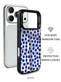 GIIPPA Patterned Moments Midnight Whisper Bright Blue Hand Drawn Irregular Dot Mirror TPU Shockproof Phone Case Large Lens Cover For iPhone 11 12 13 14 15 16 17 All Series 16E 17 Air