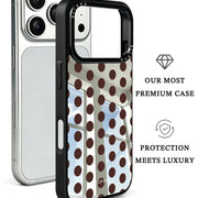 GIIPPA Patterned Moments Midnight Whisper Retro Dark Brown Big Polka Dot Mirror TPU Shockproof Phone Case For iPhone 11 12 13 14 15 16 17 Series 16E 17 Air Pro Max All Models