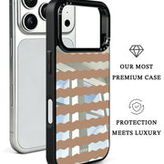 GIIPPA Patterned Moments Midnight Whisper Coffee Silver Wavy Horizontal Stripe Mirror TPU Shockproof Phone Case Large Lens Frame Protective Shell For iPhone Full Series