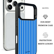 GIIPPA Trendy Matte Two-Tone Blue Thin Vertical Striped Protective Case For iPhone 11 12 13 14 15 16 17 Series Pro Max Plus 16E Air