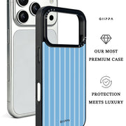GIIPPA Matte Baby Blue Pale White Thin Vertical Stripes Shockproof Phone Case For iPhone 11/11 Pro/11 Pro Max/12 Pro Max/13 Pro/13 Pro Max/14 Plus/14 Pro/14 Pro Max/15/15 Plus/15 Pro/15 Pro Max/16/16 Plus/16 Pro/16 Pro Max/16E/17/17 Air/17 Pro/17 Pro Max