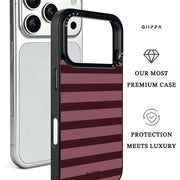 GIIPPA Matte Dusty Rose Burgundy Flat Horizontal Stripes Shockproof Phone Case For iPhone 11/11 Pro/11 Pro Max/12 Pro Max/13 Pro/13 Pro Max/14 Plus/14 Pro/14 Pro Max/15/15 Plus/15 Pro/15 Pro Max/16/16 Plus/16 Pro/16 Pro Max/16E/17/17 Air/17 Pro/17 Pro Max