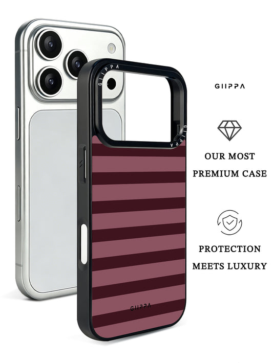 GIIPPA Matte Dusty Rose Burgundy Flat Horizontal Stripes Shockproof Phone Case For iPhone 11/11 Pro/11 Pro Max/12 Pro Max/13 Pro/13 Pro Max/14 Plus/14 Pro/14 Pro Max/15/15 Plus/15 Pro/15 Pro Max/16/16 Plus/16 Pro/16 Pro Max/16E/17/17 Air/17 Pro/17 Pro Max