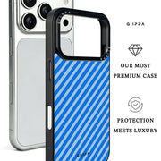 GIIPPA Matte Klein Blue Light Blue Thin Diagonal Stripes Shockproof Phone Case For iPhone 11/11 Pro/11 Pro Max/12 Pro Max/13 Pro/13 Pro Max/14 Plus/14 Pro/14 Pro Max/15/15 Plus/15 Pro/15 Pro Max/16/16 Plus/16 Pro/16 Pro Max/16E/17/17 Air/17 Pro/17 Pro Max