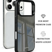 GIIPPA Patterned Moments Midnight Whisper Cool Minimalist Thin Black Vertical Stripe Mirror TPU Shockproof Phone Case Large Lens Frame Fit iPhone 11 To 17 All Series
