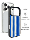GIIPPA Retro Matte Blue Cream Thick Vertical Striped Protective Case For iPhone 11 12 13 14 15 16 17 Series Pro Max Plus 16E Air