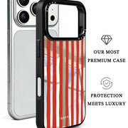 GIIPPA Patterned Moments Midnight Whisper Red Irregular Thick Vertical Stripe Mirror TPU Shockproof Phone Case Big Camera Frame For All iPhone 11–17 Series 16E 17 Air
