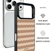 GIIPPA Retro Matte Coffee Cream Wavy Striped Protective Case For iPhone 11 12 13 14 15 16 17 Series Pro Max Plus 16E Air