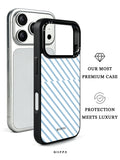 GIIPPA Patterned Moments Midnight Whisper Soft Pastel Light Blue Diagonal Thin Stripe Mirror TPU Shockproof Phone Case Large Camera Frame For iPhone 11–17 All Models