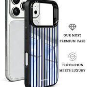 GIIPPA Patterned Moments Midnight Whisper Navy Blue Thin Vertical Stripe Mirror TPU Shockproof Phone Case Large Lens Frame Cover For iPhone Full Series