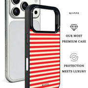 GIIPPA Matte Red Cream Horizontal Stripes Shockproof Phone Case For iPhone 11/11 Pro/11 Pro Max/12 Pro Max/13 Pro/13 Pro Max/14 Plus/14 Pro/14 Pro Max/15/15 Plus/15 Pro/15 Pro Max/16/16 Plus/16 Pro/16 Pro Max/16E/17/17 Air/17 Pro/17 Pro Max