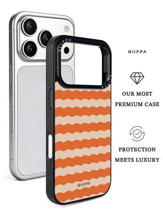 GIIPPA Matte Orange Cream Wavy Horizontal Stripes Shockproof Phone Case For iPhone 11/11 Pro/11 Pro Max/12 Pro Max/13 Pro/13 Pro Max/14 Plus/14 Pro/14 Pro Max/15/15 Plus/15 Pro/15 Pro Max/16/16 Plus/16 Pro/16 Pro Max/16E/17/17 Air/17 Pro/17 Pro Max
